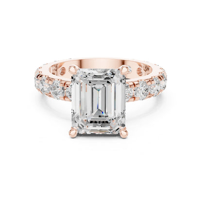 Emerald Accented Lab Grown Diamond Engagement Ring