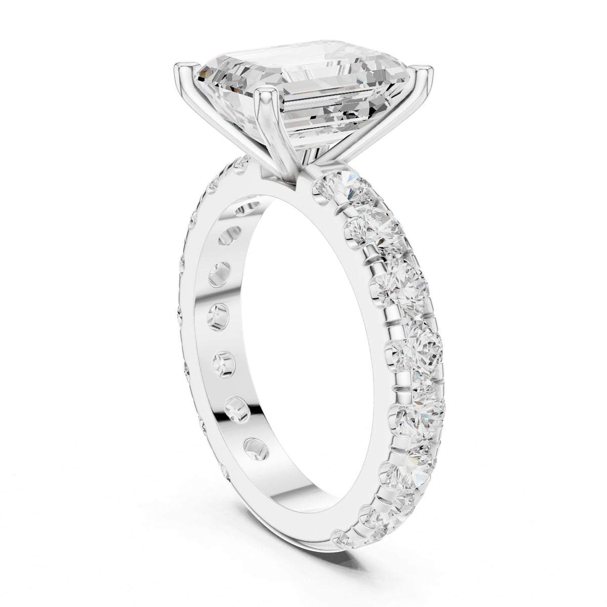 Emerald Accented Lab Grown Diamond Engagement Ring