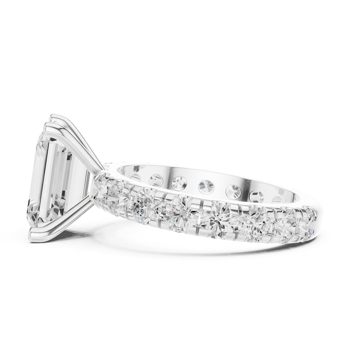 Emerald Accented Lab Grown Diamond Engagement Ring