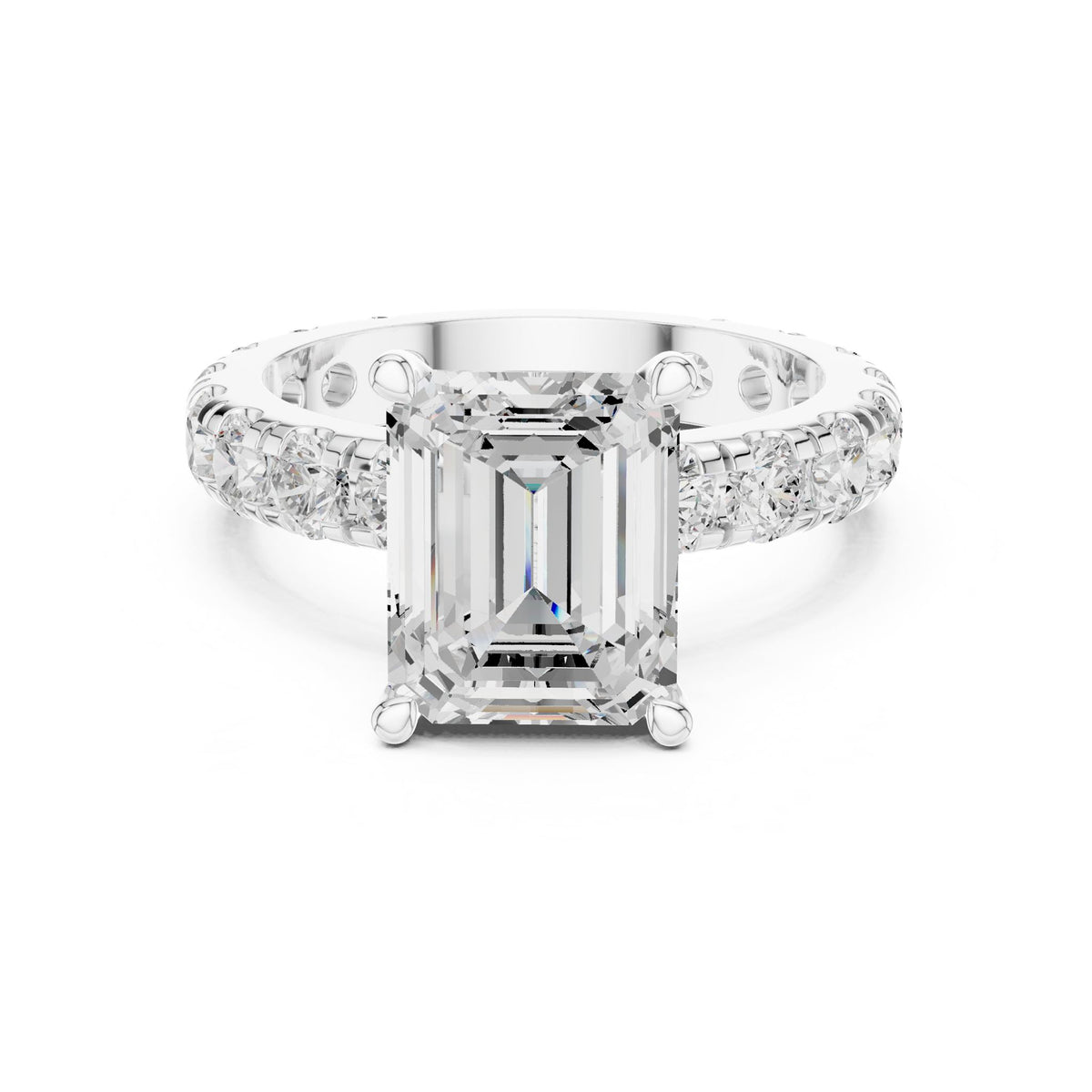 Emerald Accented Lab Grown Diamond Engagement Ring