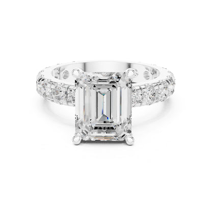 Emerald Accented Lab Grown Diamond Engagement Ring