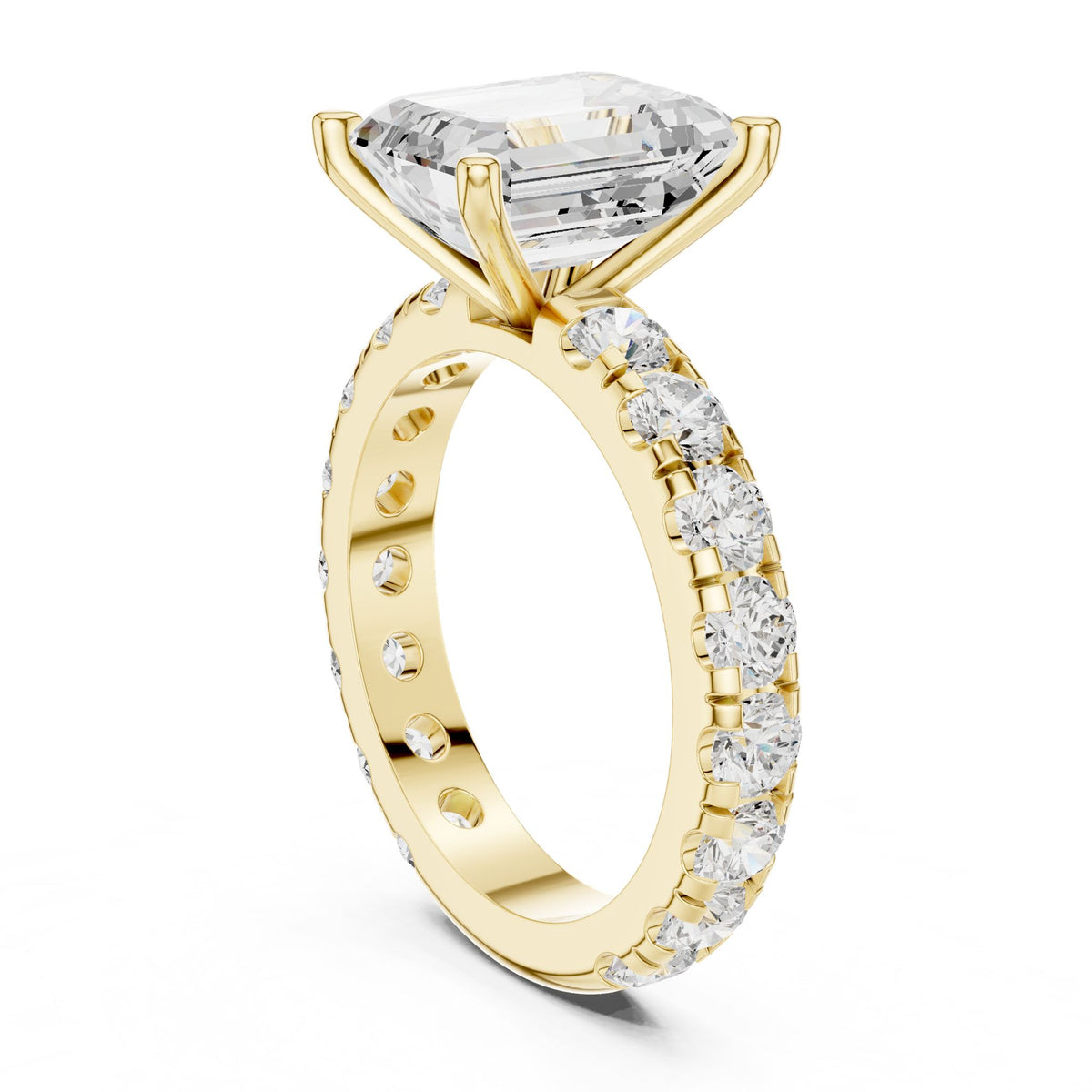 Emerald Accented Lab Grown Diamond Engagement Ring