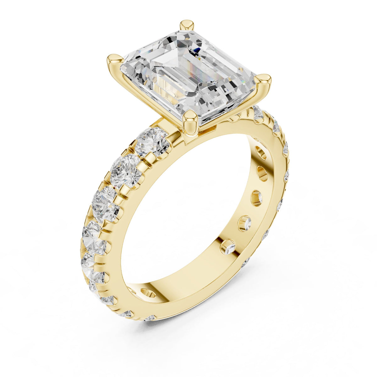 Emerald Accented Lab Grown Diamond Engagement Ring