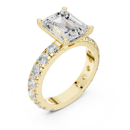 Emerald Accented Lab Grown Diamond Engagement Ring