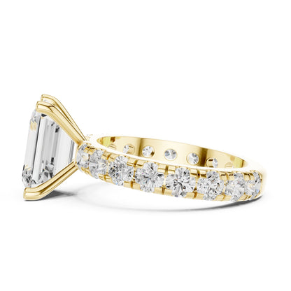 Emerald Accented Lab Grown Diamond Engagement Ring