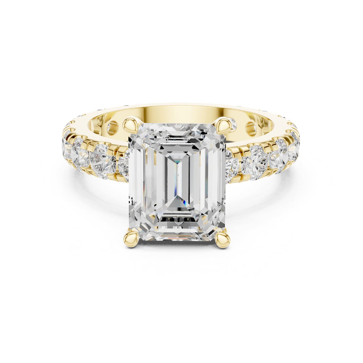 Emerald Accented Lab Grown Diamond Engagement Ring