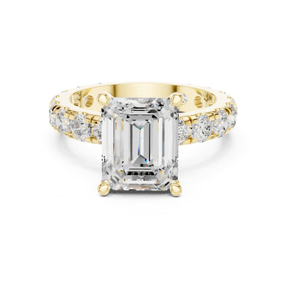 Emerald Accented Lab Grown Diamond Engagement Ring