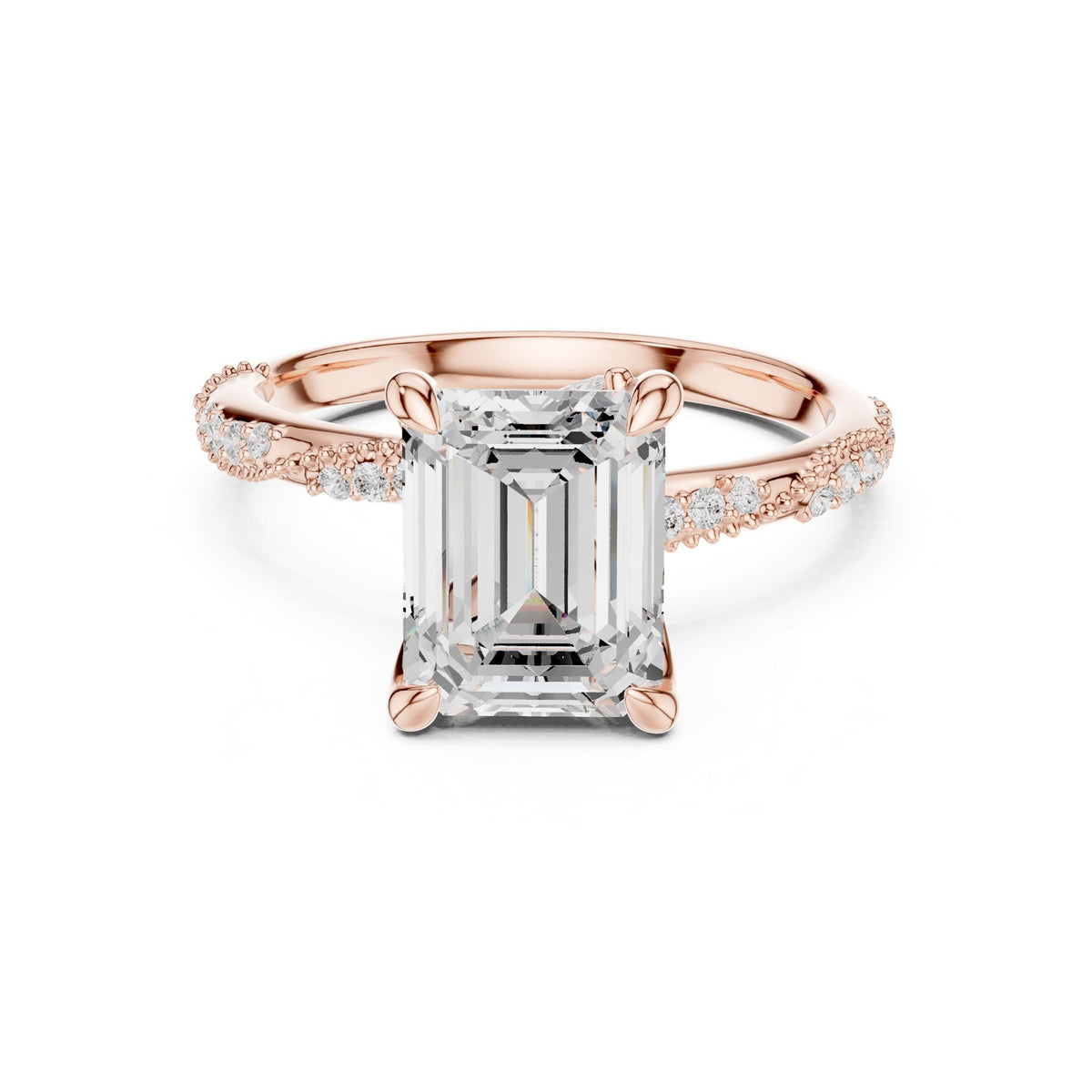 Emerald Accented Lab Grown Diamond Engagement Ring