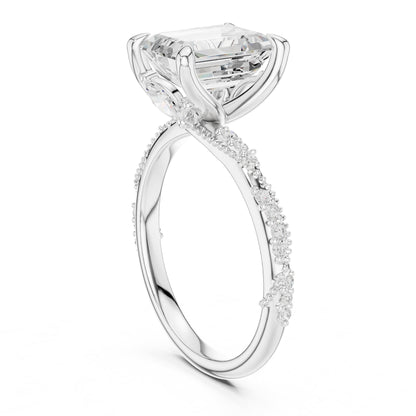 Emerald Accented Lab Grown Diamond Engagement Ring