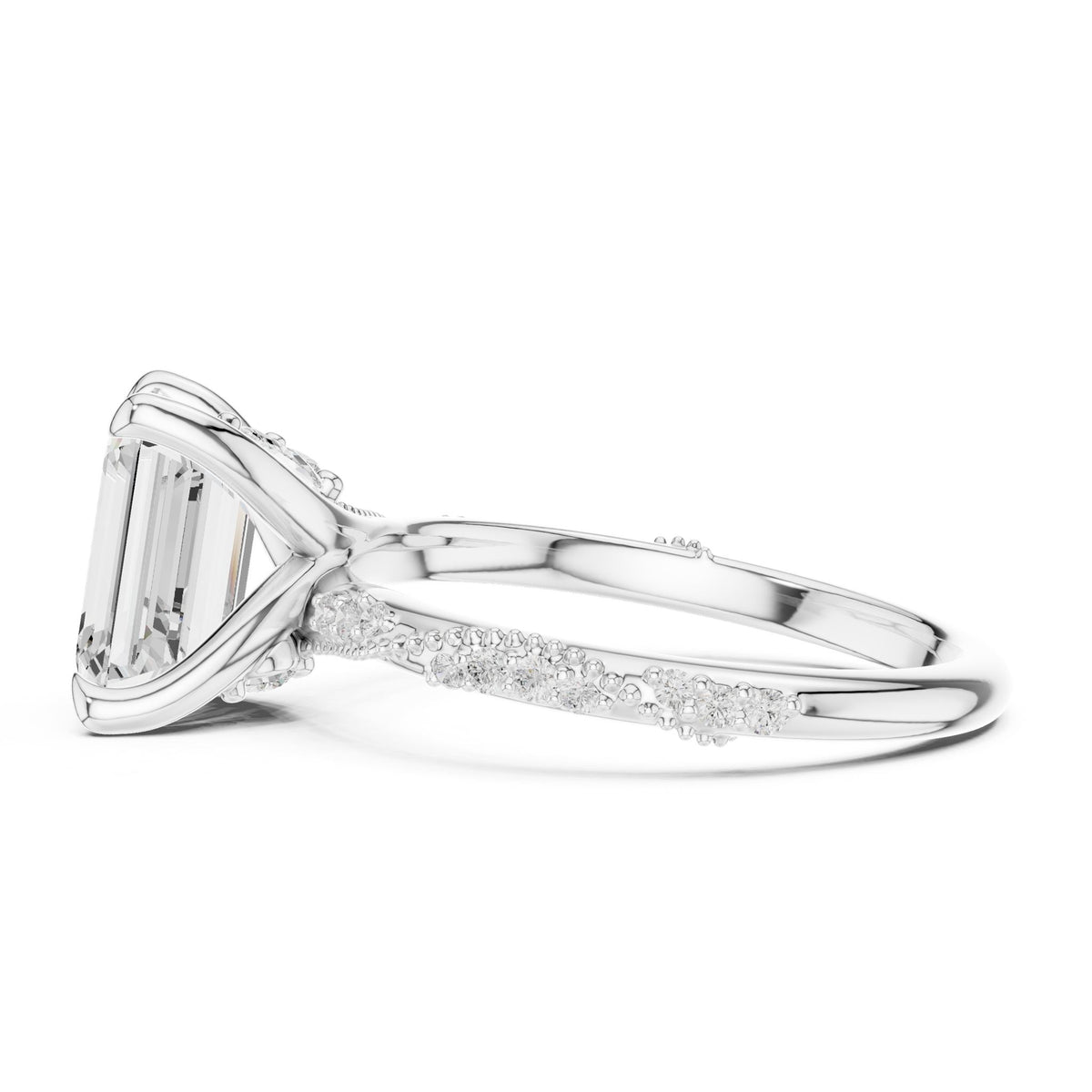 Emerald Accented Lab Grown Diamond Engagement Ring