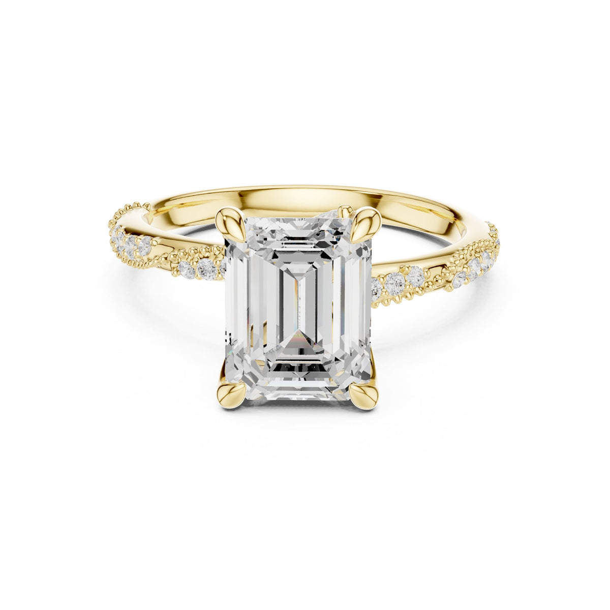 Emerald Accented Lab Grown Diamond Engagement Ring
