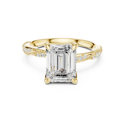 Emerald Accented Lab Grown Diamond Engagement Ring
