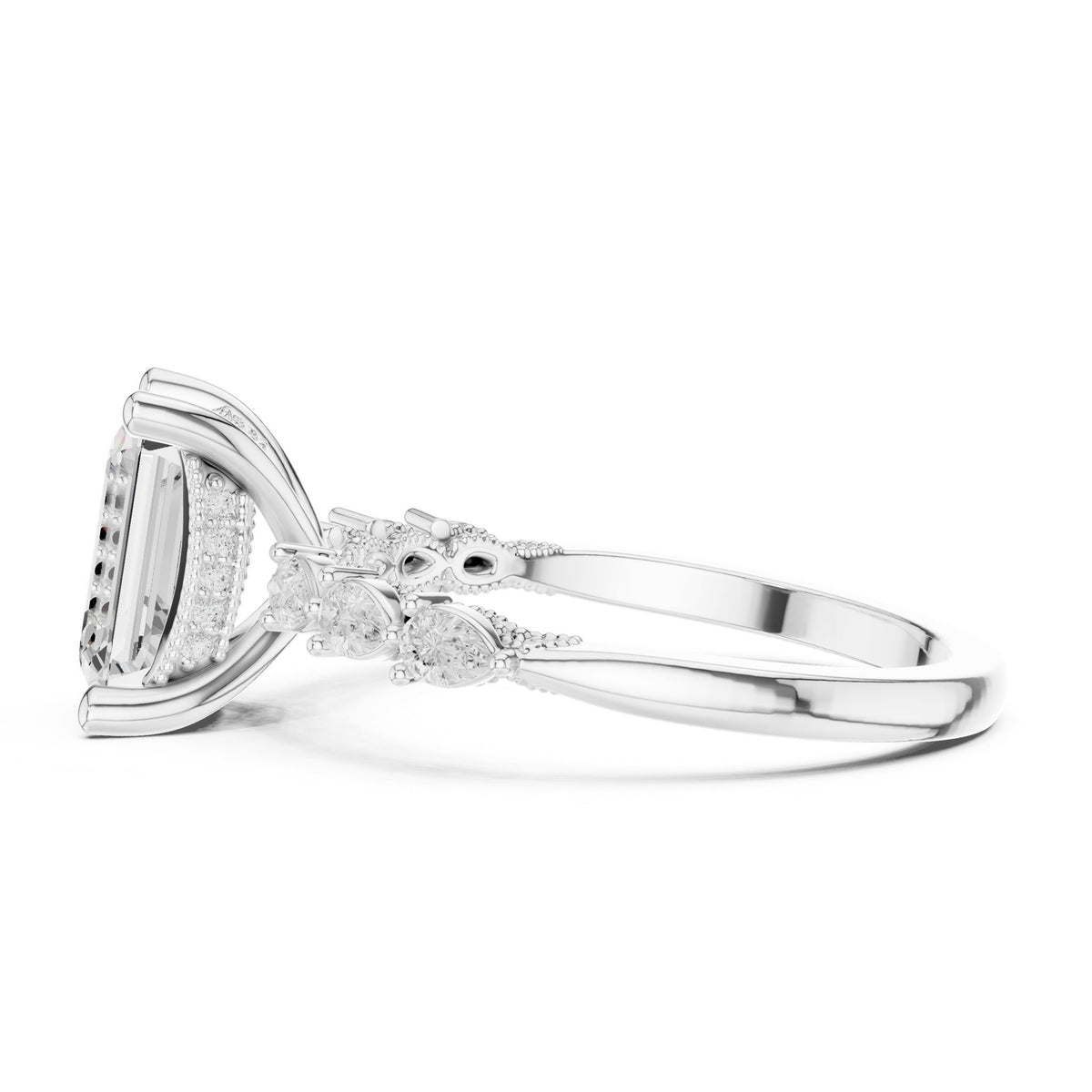 Emerald Accented Lab Grown Diamond Engagement Ring
