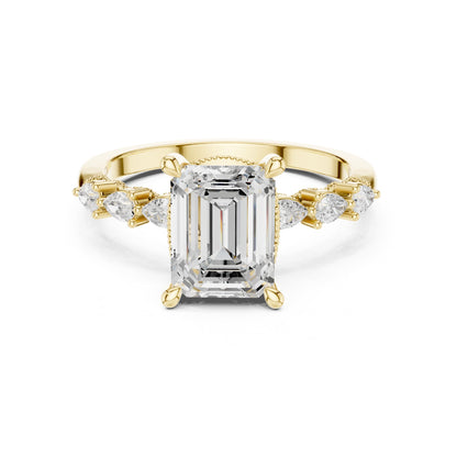 Emerald Accented Lab Grown Diamond Engagement Ring