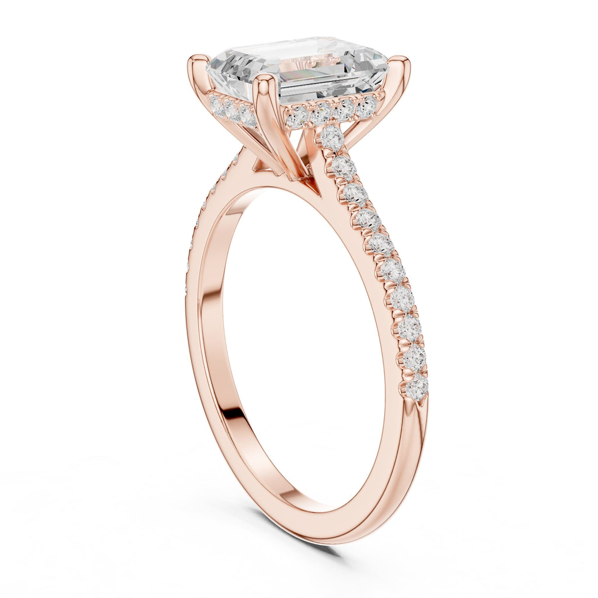 Emerald Accented Lab Grown Diamond Engagement Ring