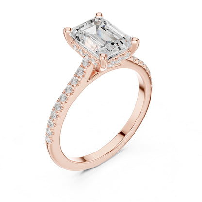Emerald Accented Lab Grown Diamond Engagement Ring