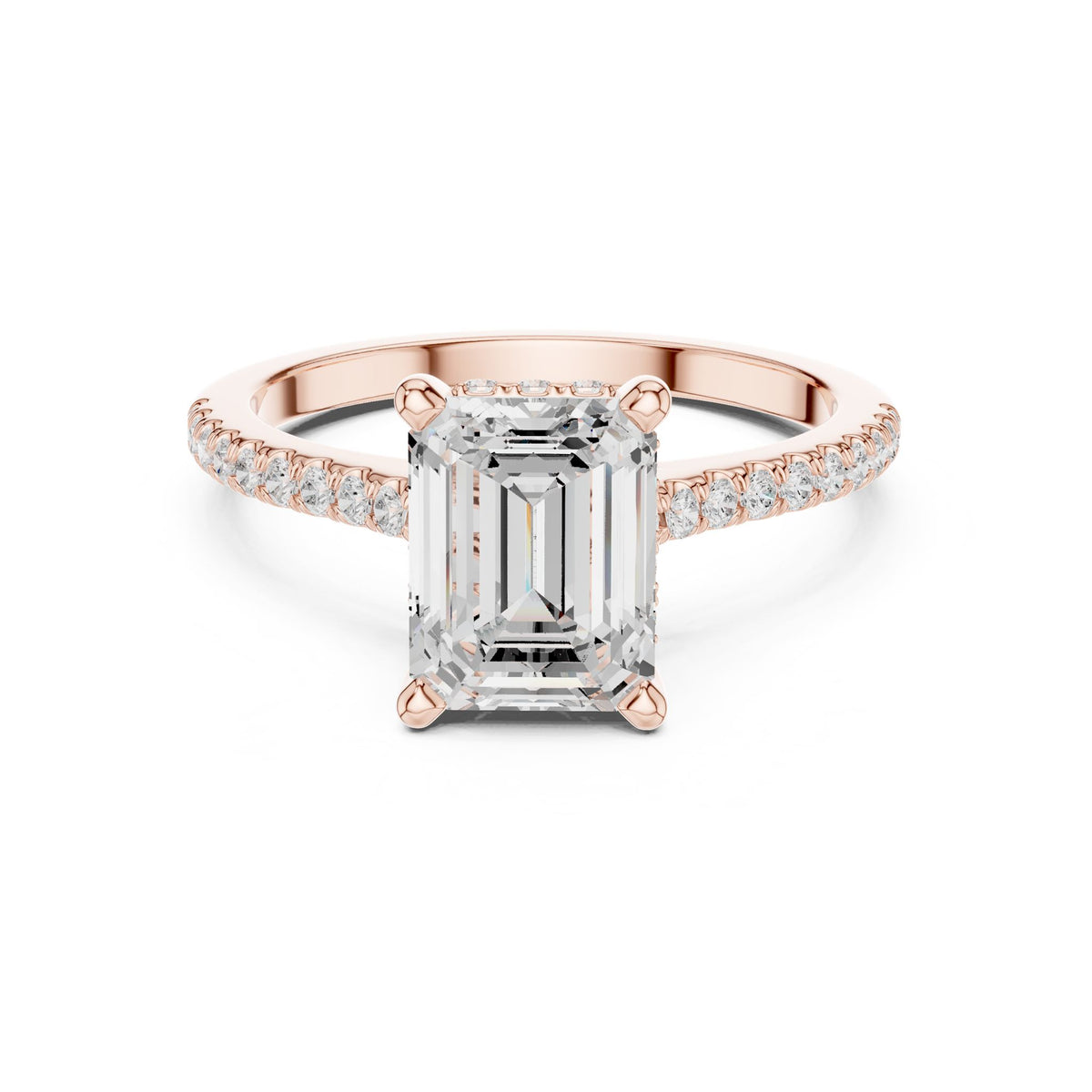 Emerald Accented Lab Grown Diamond Engagement Ring