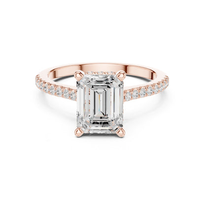 Emerald Accented Lab Grown Diamond Engagement Ring