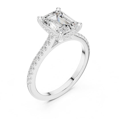 Emerald Accented Lab Grown Diamond Engagement Ring