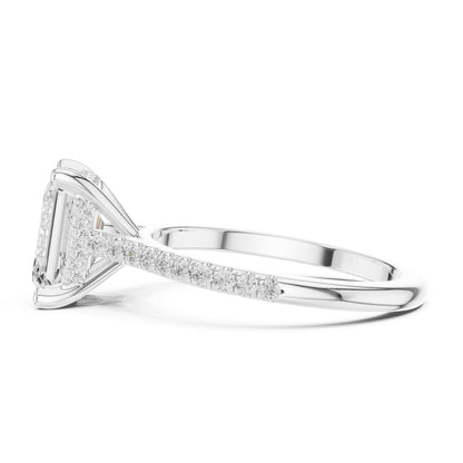 Emerald Accented Lab Grown Diamond Engagement Ring