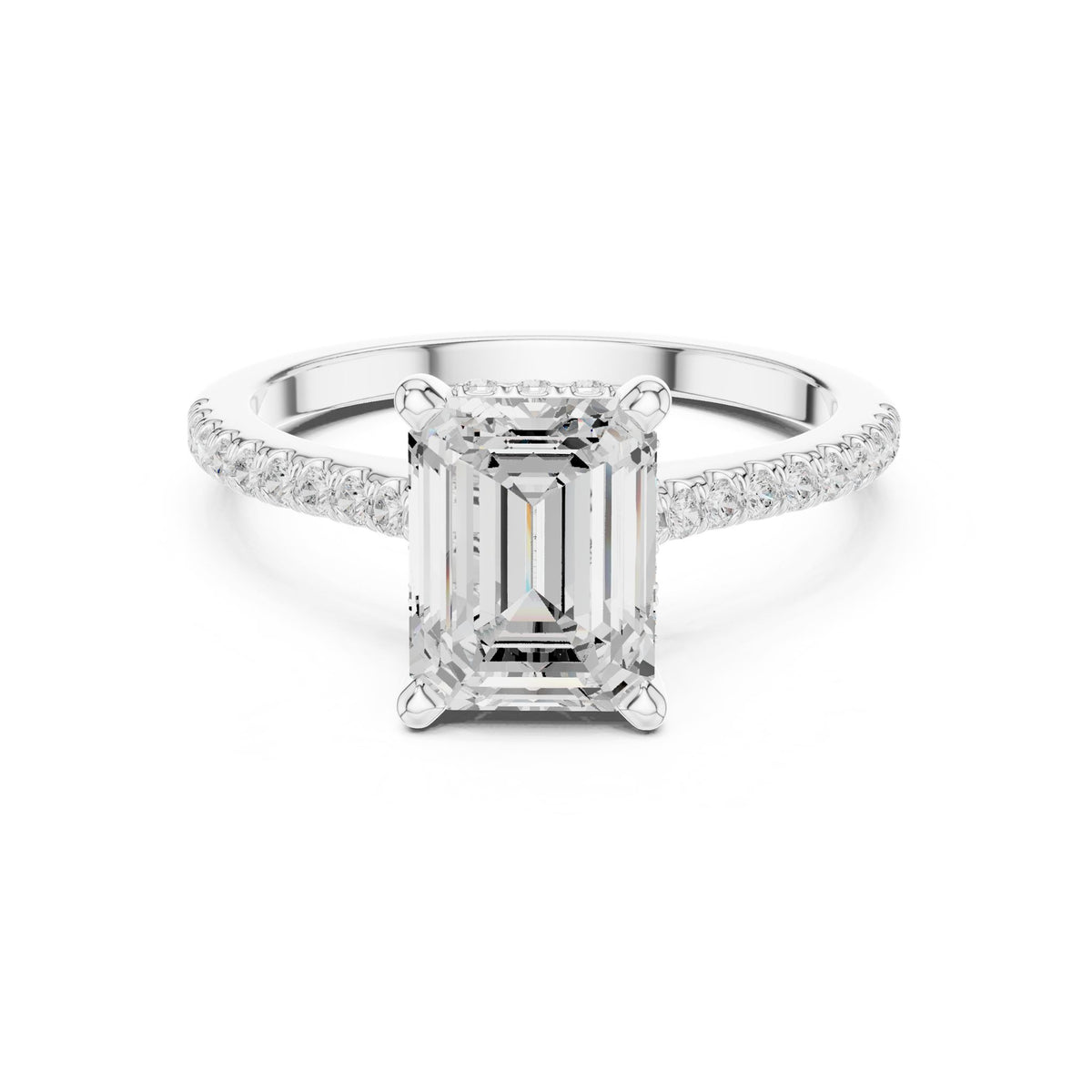 Emerald Accented Lab Grown Diamond Engagement Ring