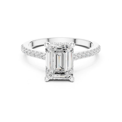 Emerald Accented Lab Grown Diamond Engagement Ring