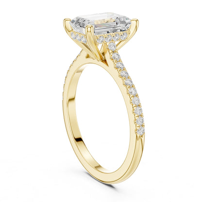 Emerald Accented Lab Grown Diamond Engagement Ring
