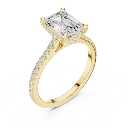 Emerald Accented Lab Grown Diamond Engagement Ring