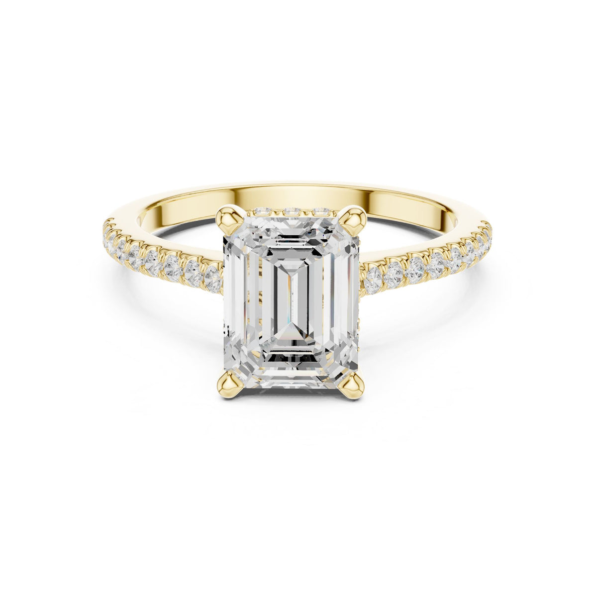 Emerald Accented Lab Grown Diamond Engagement Ring
