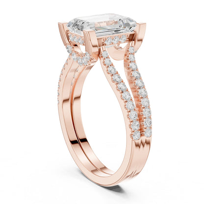 Emerald Accented Lab Grown Diamond Engagement Ring