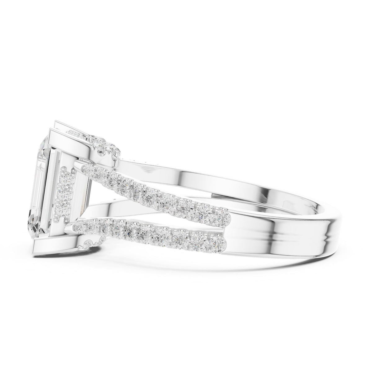 Emerald Accented Lab Grown Diamond Engagement Ring
