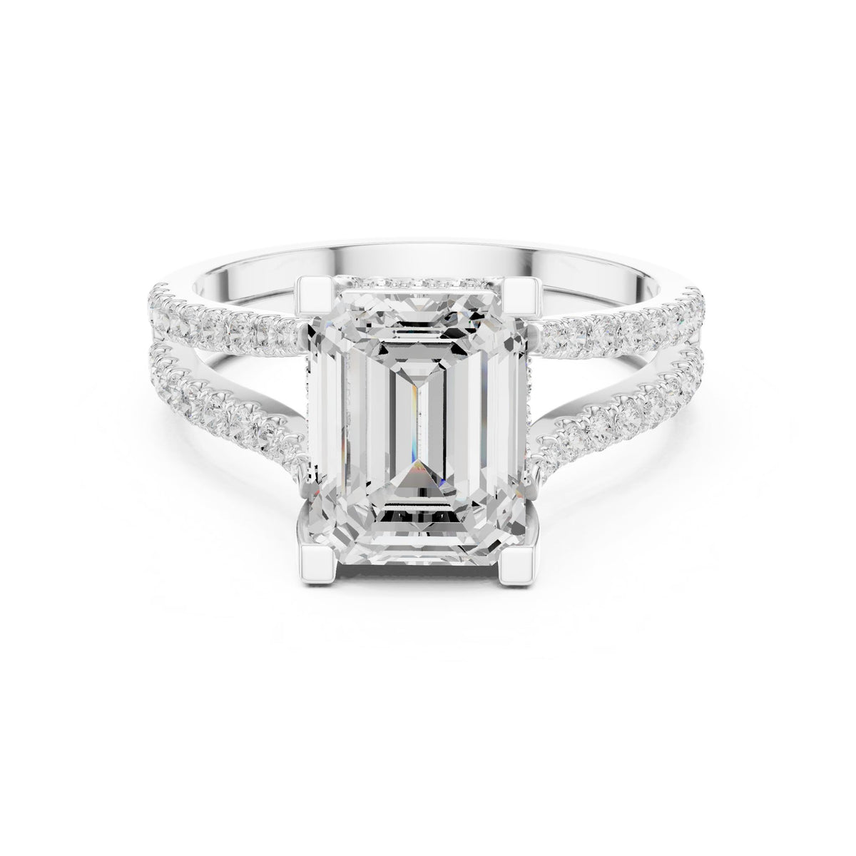Emerald Accented Lab Grown Diamond Engagement Ring