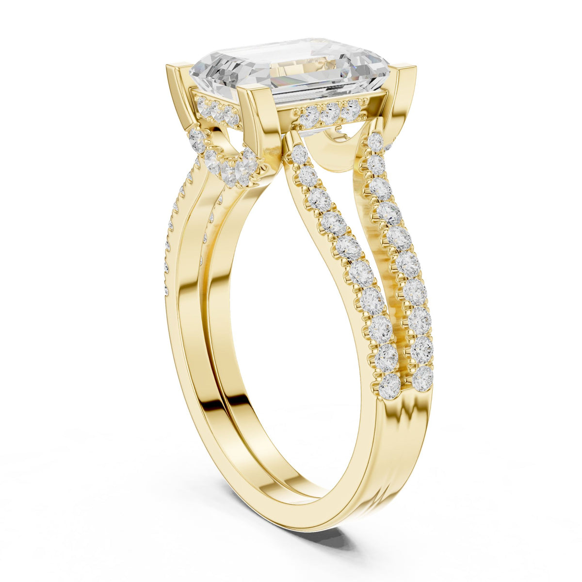 Emerald Accented Lab Grown Diamond Engagement Ring