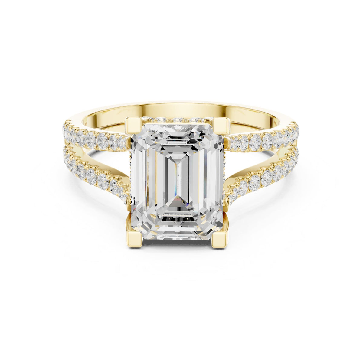 Emerald Accented Lab Grown Diamond Engagement Ring