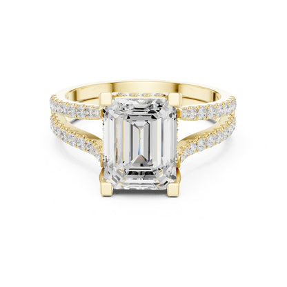 Emerald Accented Lab Grown Diamond Engagement Ring