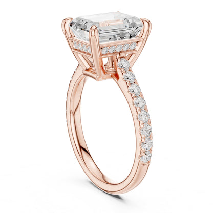 Emerald Accented Lab Grown Diamond Engagement Ring