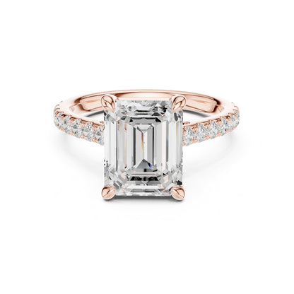 Emerald Accented Lab Grown Diamond Engagement Ring
