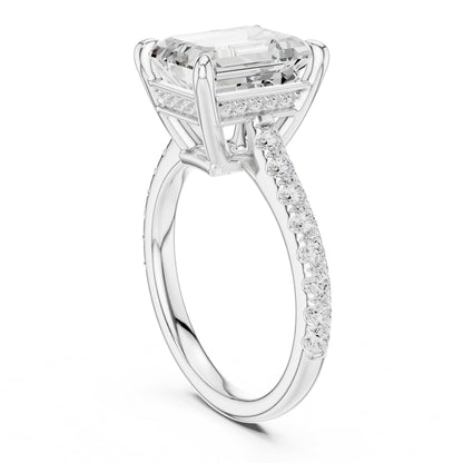 Emerald Accented Lab Grown Diamond Engagement Ring