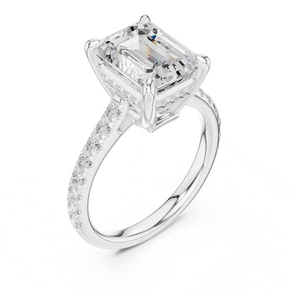 Emerald Accented Lab Grown Diamond Engagement Ring