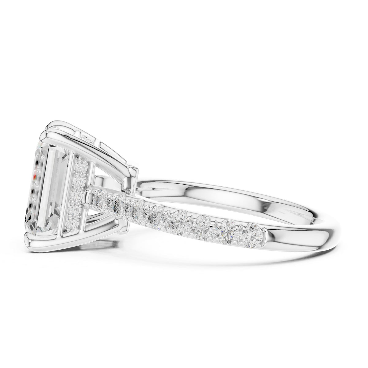 Emerald Accented Lab Grown Diamond Engagement Ring