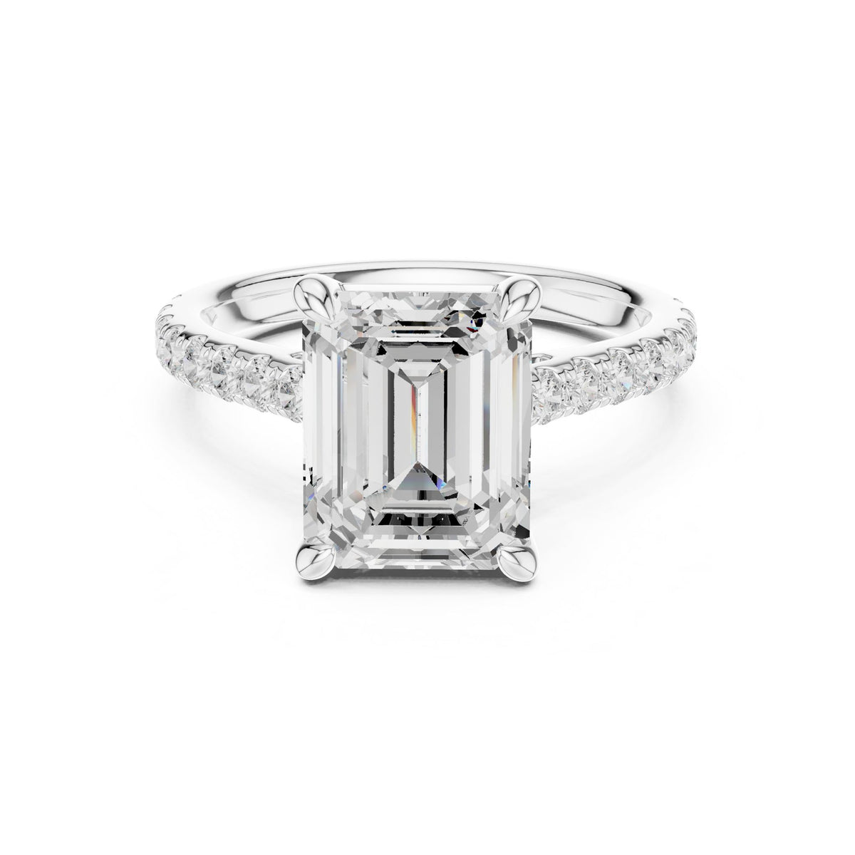 Emerald Accented Lab Grown Diamond Engagement Ring