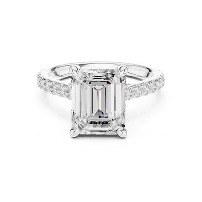 Emerald Accented Lab Grown Diamond Engagement Ring