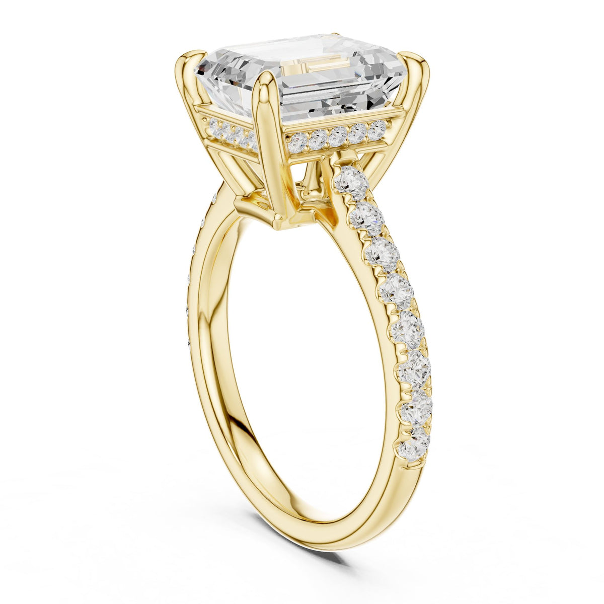 Emerald Accented Lab Grown Diamond Engagement Ring