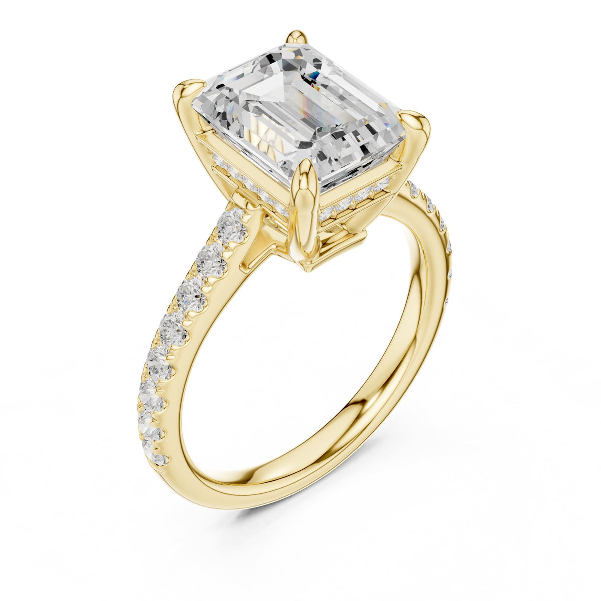 Emerald Accented Lab Grown Diamond Engagement Ring