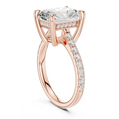 Emerald Accented Lab Grown Diamond Engagement Ring