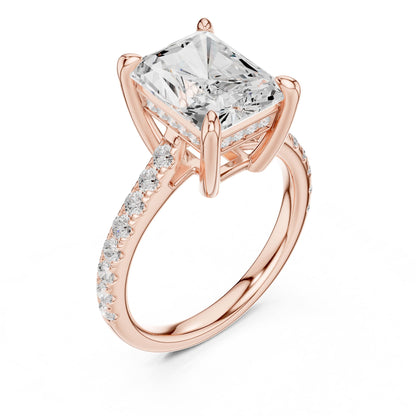 Emerald Accented Lab Grown Diamond Engagement Ring