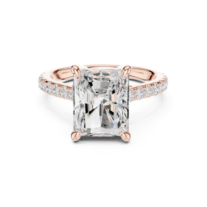 Emerald Accented Lab Grown Diamond Engagement Ring