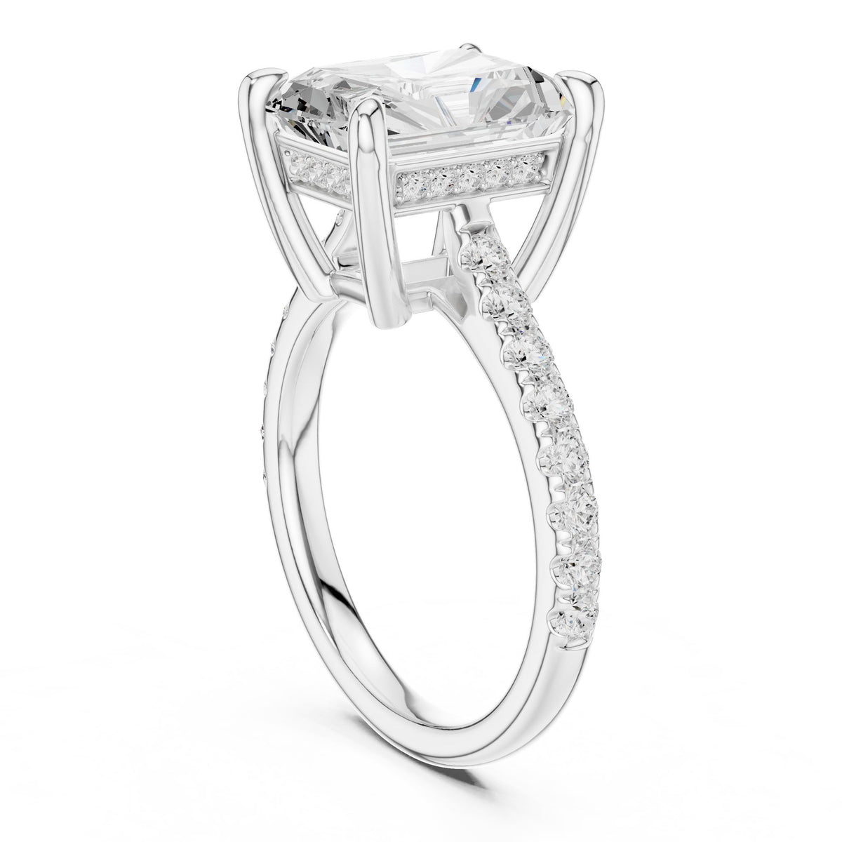 Emerald Accented Lab Grown Diamond Engagement Ring