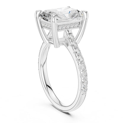 Emerald Accented Lab Grown Diamond Engagement Ring