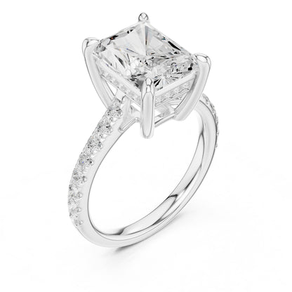 Emerald Accented Lab Grown Diamond Engagement Ring